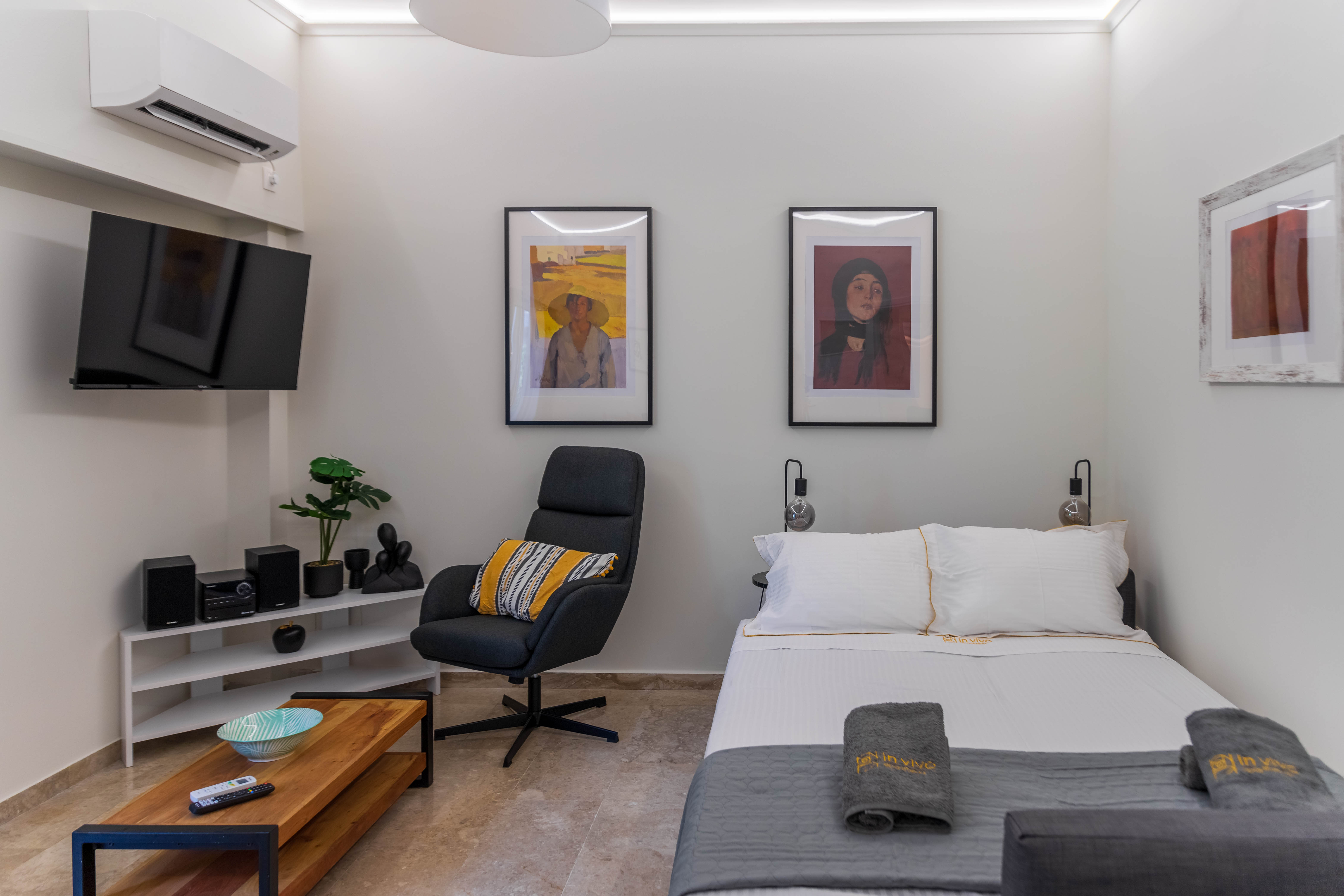 Living room featuring comfortable double sofa-bed accommodating 2 persons