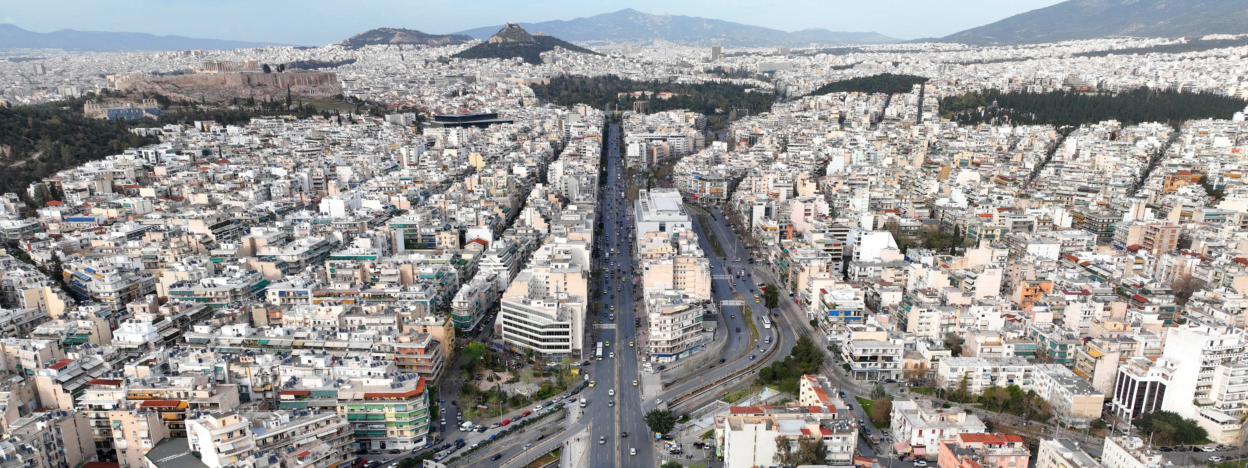 Panoramic view of Neos Kosmos neighborhood in Athens