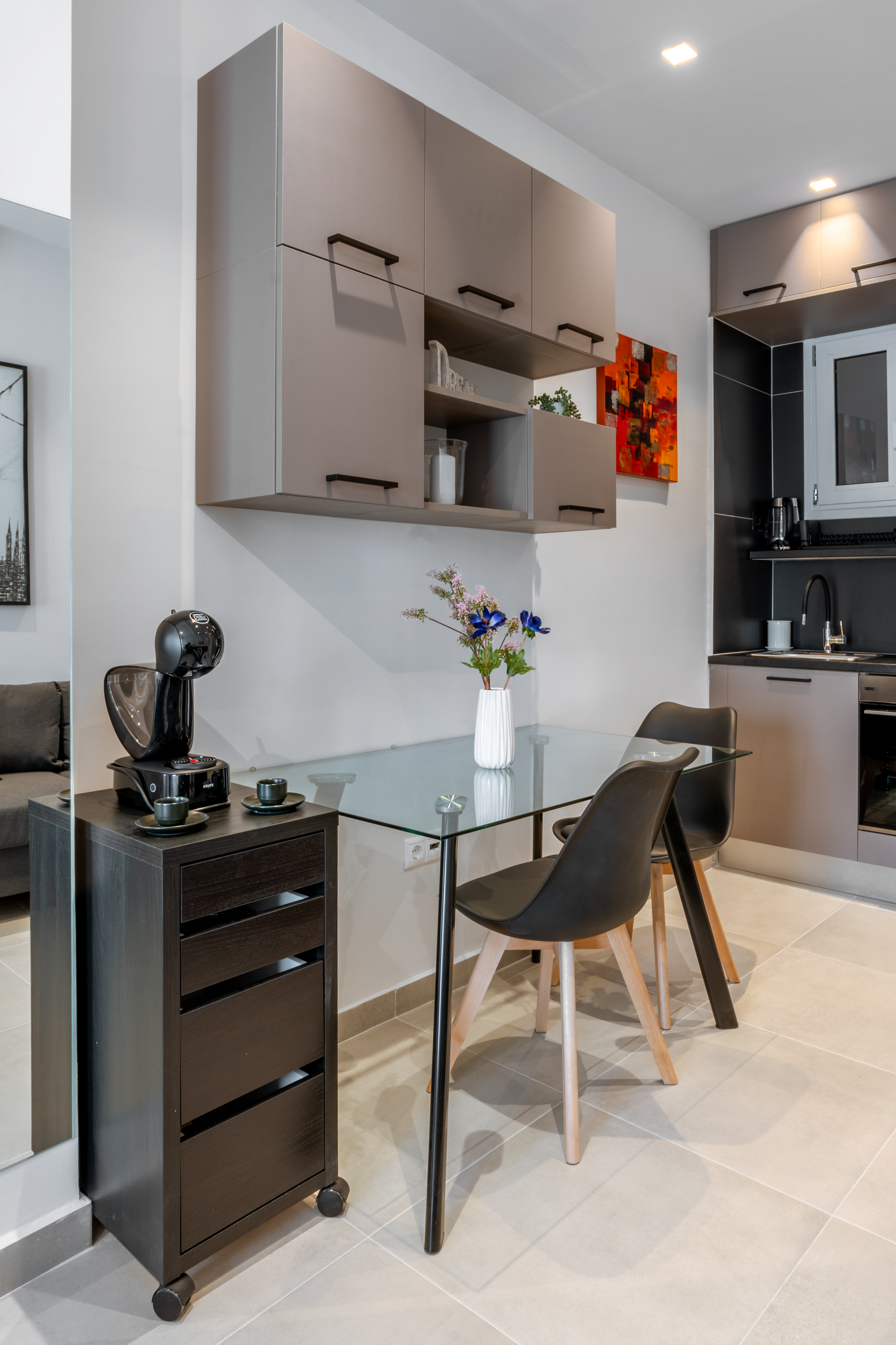 Modern dining area in Neos Kosmos studio apartment