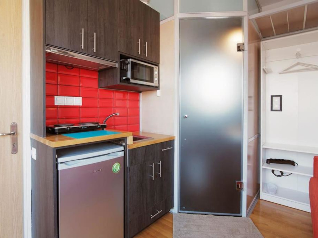 Modern bathroom with shower and amenities