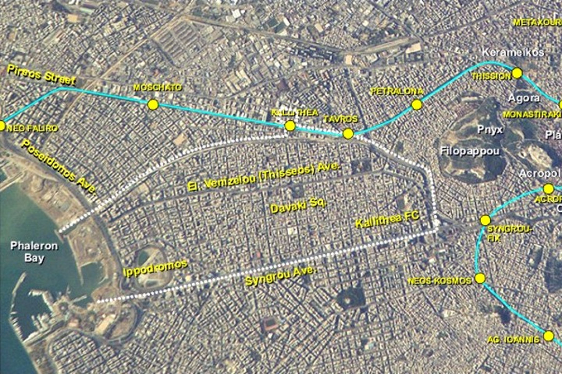 Map showing Kallithea location and attractions